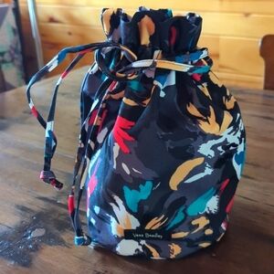 NWOT Vera Bradley Colorful Plastic Lined Drawstring Ditty/Cosmetic Trave…